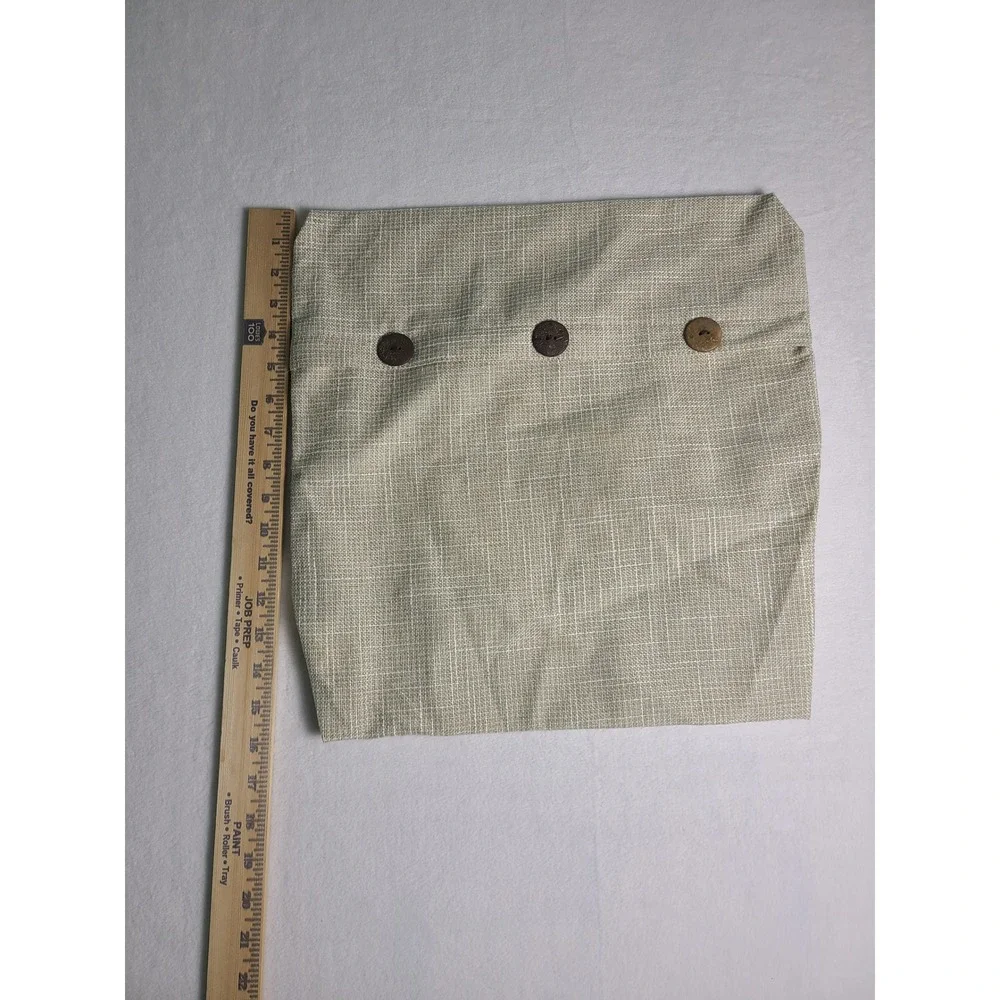 Pillow Cover 18x18 Beige Linen Blend Faux Wood Button Farmhouse